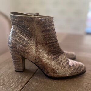 IMPO GLITTER GLAM ZEBRA STRIPE ANKLE BOOTS SIZE 7